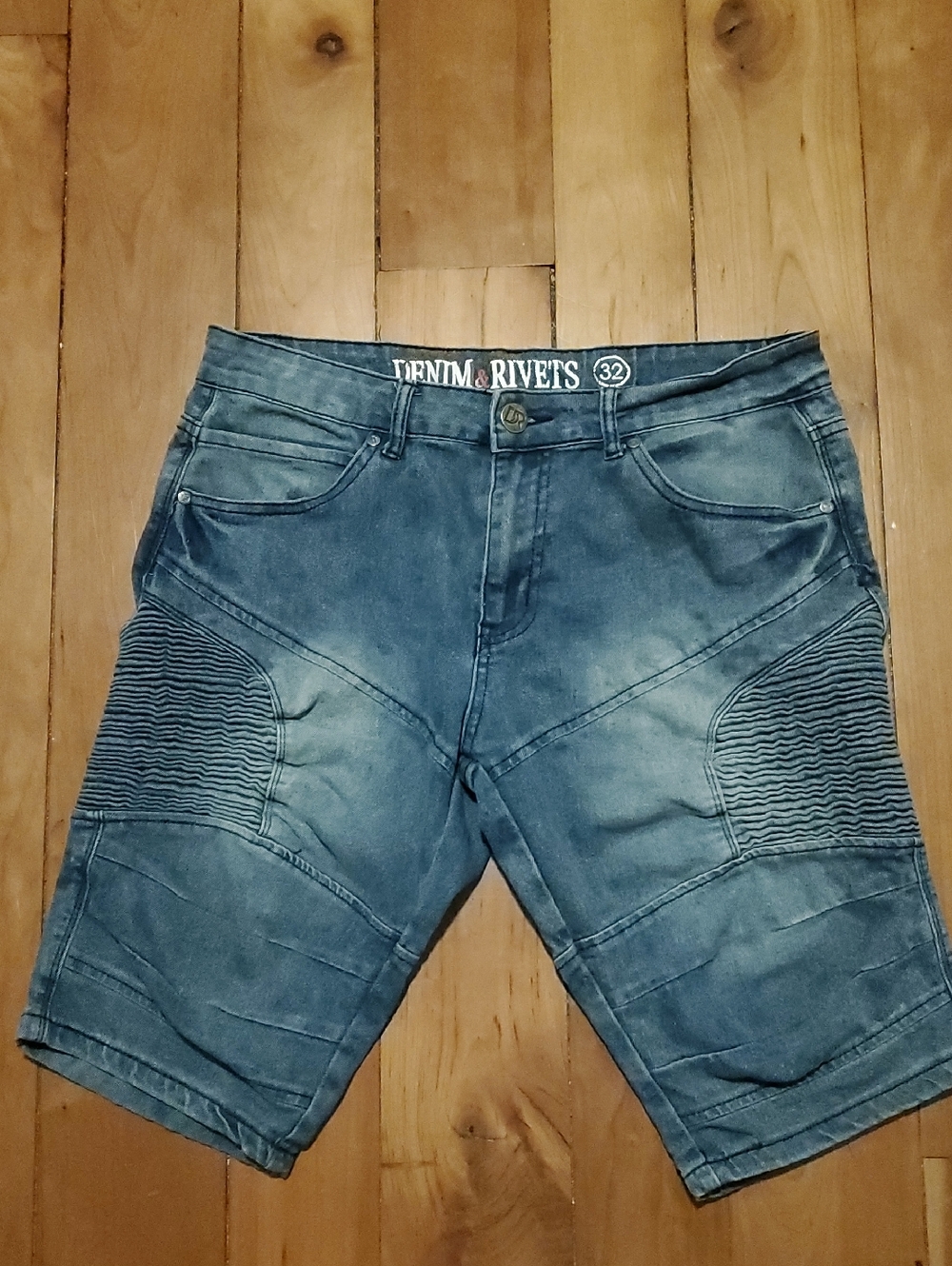 Men's Blue Moto Denim Shorts